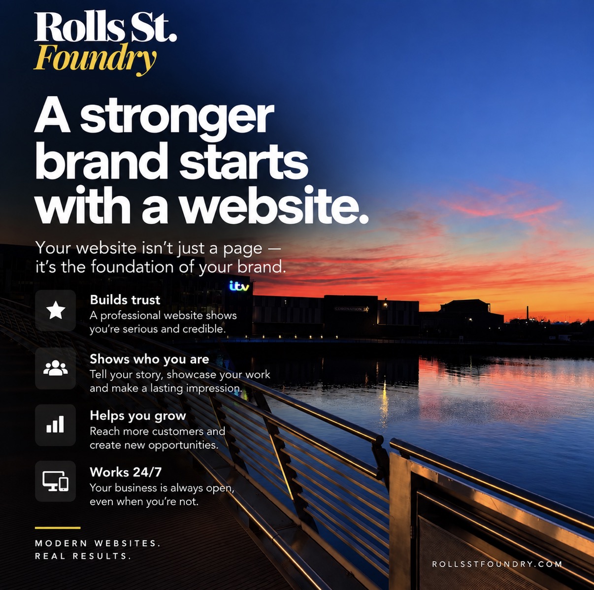 A stronger brand starts with a website — Rolls St. Foundry guide to trust, identity, growth and round-the-clock visibility